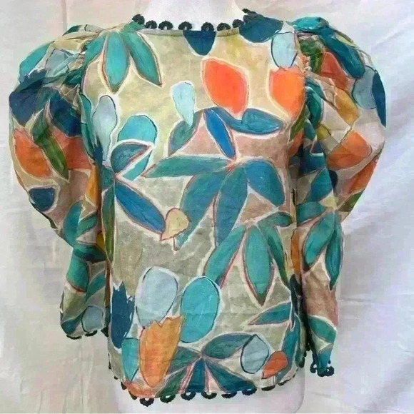 NWT NIC + ZOE Citrus Grove Puff Sleeve Top. - Picture 4 of 10